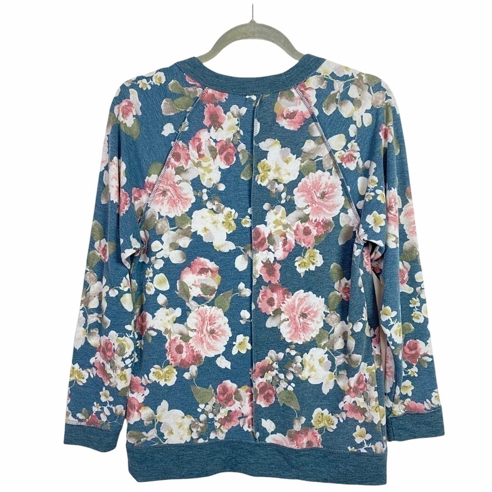 Caslon Floral Print Knit Pullover Green Sweater XS - Picture 9 of 11
